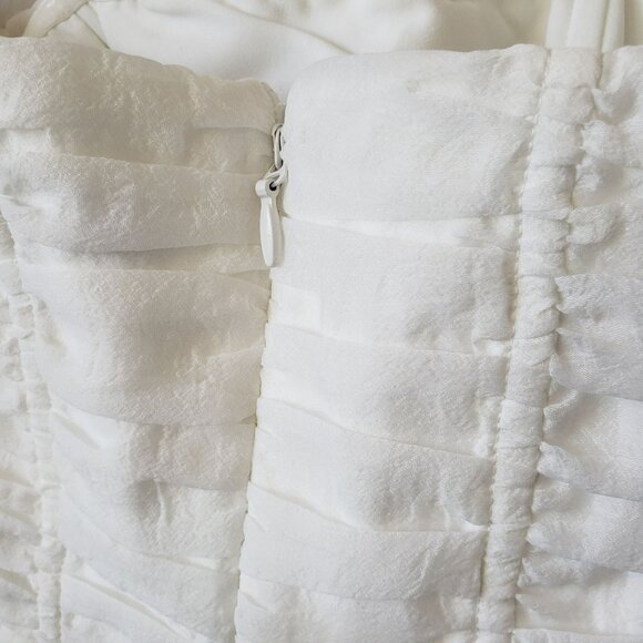 Eliya the Label White Ruched Ruffle Strap Vanuatu Midi Dress Bride Bachelorette - Picture 9 of 15